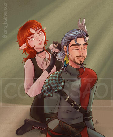 Meio corpo + personagem adicional Meio corpo + personagem adicional